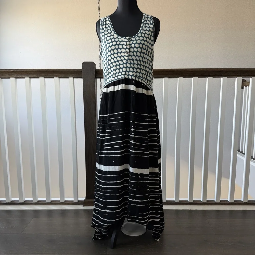 Anthropologie Lilka Mixed Print Maxi Dress Medium Boho Resort Travel Artsy - Picture 1 of 7